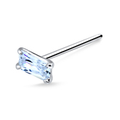 Rectangular Stone Silver Straight Nose Stud NSKA-163